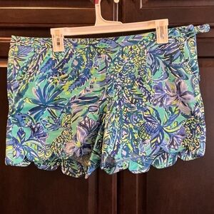 Lilly Pulitzer Blue and Green Floral Shorts